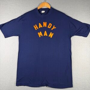 Vintage Belton Handy Man Graphic T-Shirt Mens XL Navy Blue‎ Cotton Made in USA